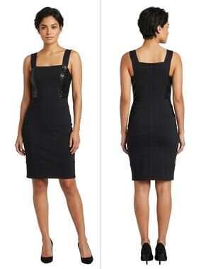 Maria Bianca Nero Made in USA Black Lace Bandage Sheath Dress Women Size S